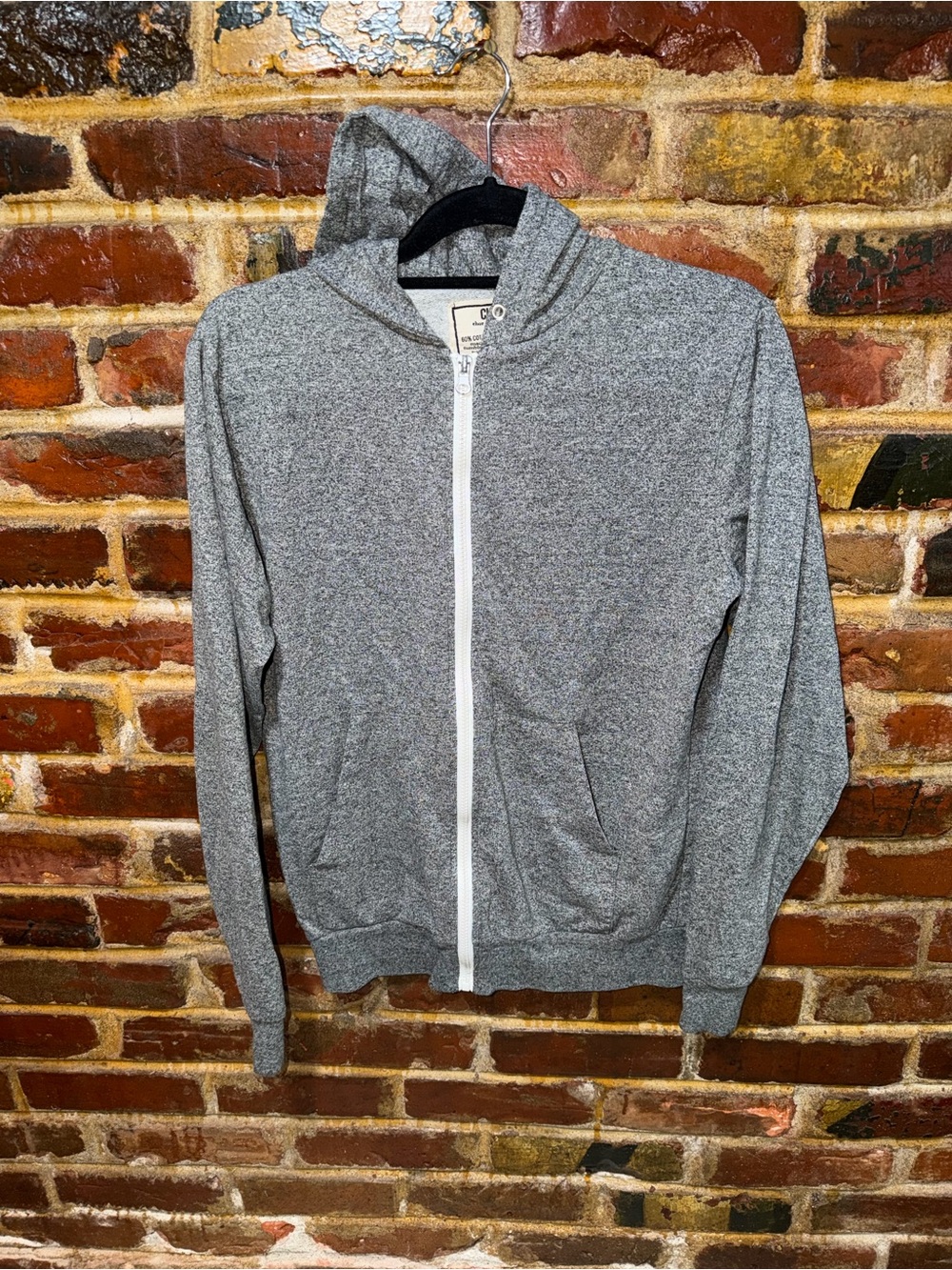 CHOR Grey Zip-Up Hooded Sweatshirt, Size Medium